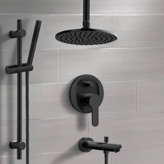 Tub and Shower Faucet Matte Black Tub and Shower System with 8